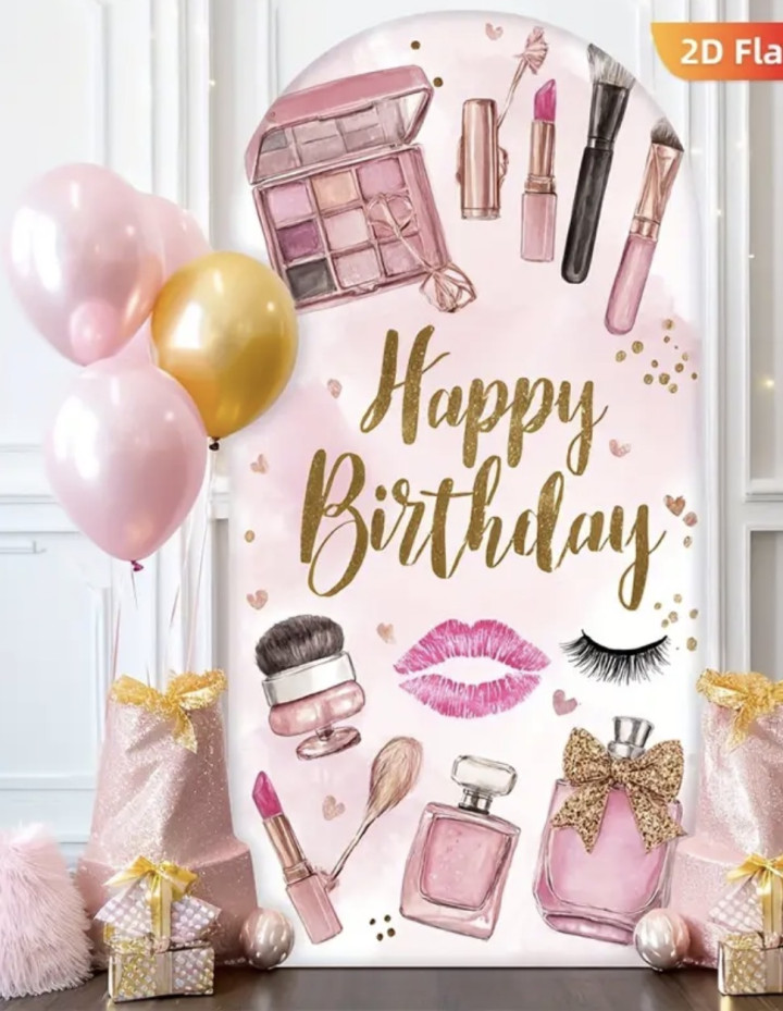 Ścianka Happy Birthday różowa kosmetyki