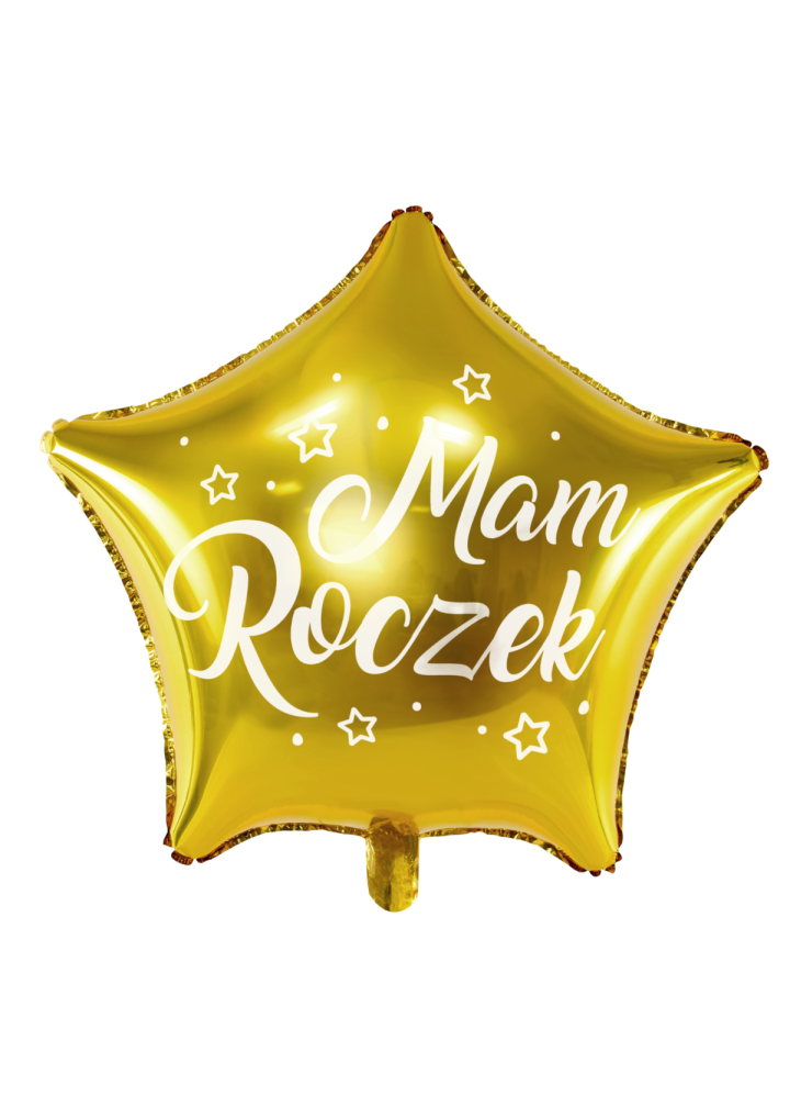 Balon foliowy gwiazdka złota "Mam Roczek"