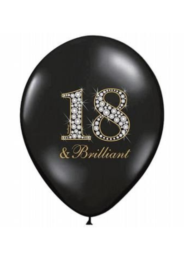 Balon lateksowy czarny Brilliant 18 (cyrkonie)